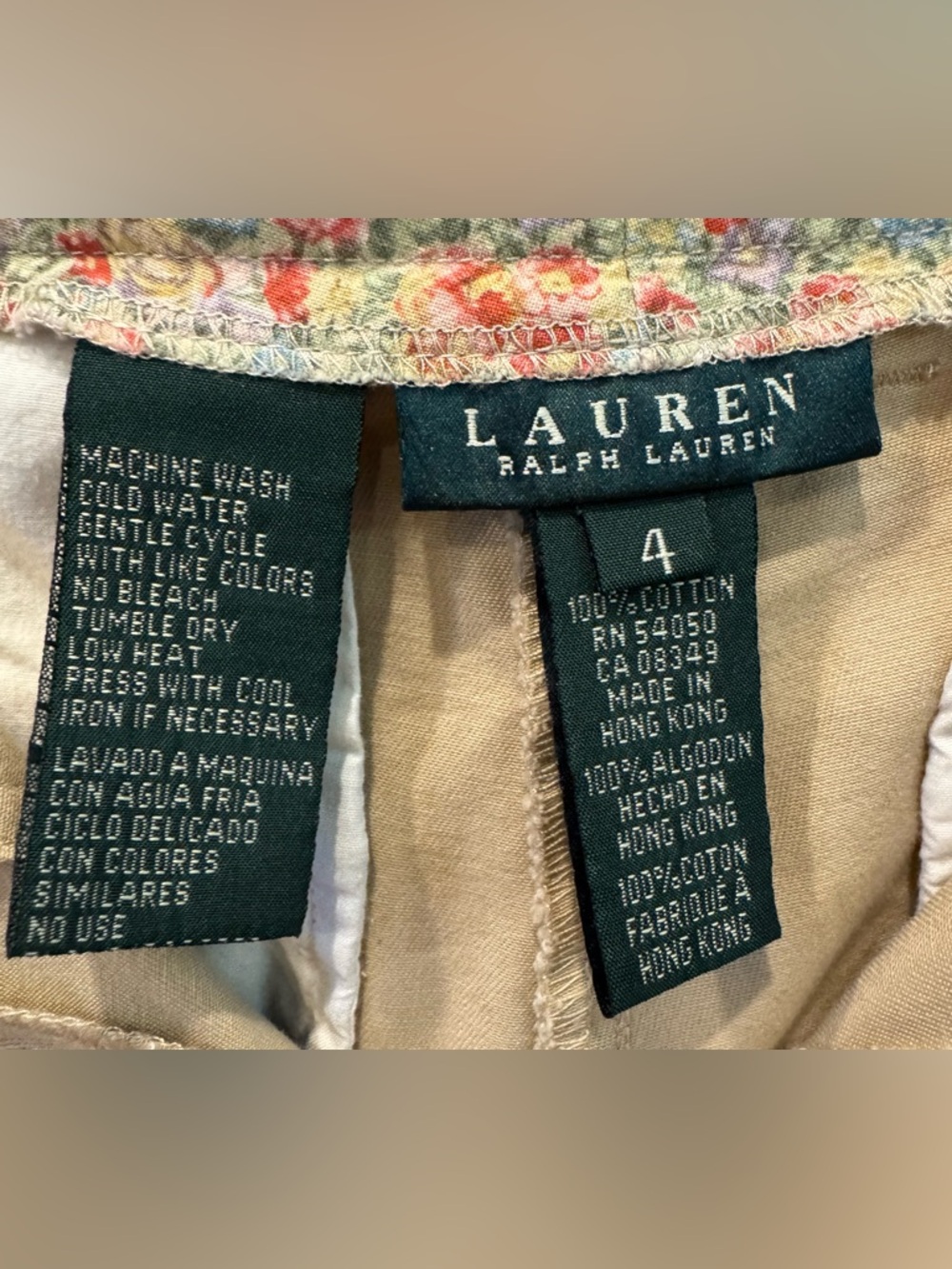 Lauren Ralph Lauren Chino Shorts 100%Cotton Women’s Size 4 Khaki Signature Patch - Picture 5 of 8
